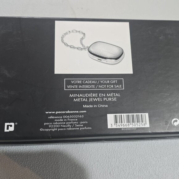 VNTG Paco Rabanne Women's Silver Clutch Bag Hand Chain Strap Silver Original Box - Picture 3 of 3